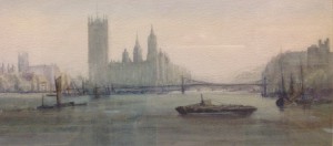 The Houses of Parliament, from the Thames